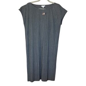 J Jill Pure Elements Pleated Knit‎ Dress NWT Medium Midi Short Sleeves Gray